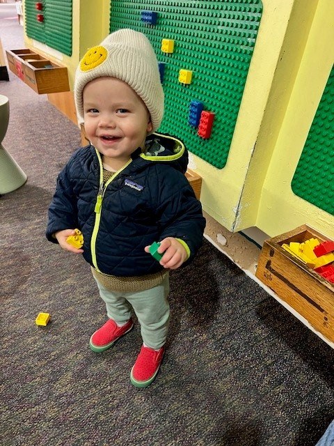 Harrison Strader with legos